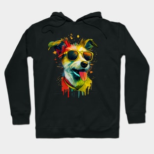 Colourful cool Jack Russell Terrier dog with sunglasses two Hoodie